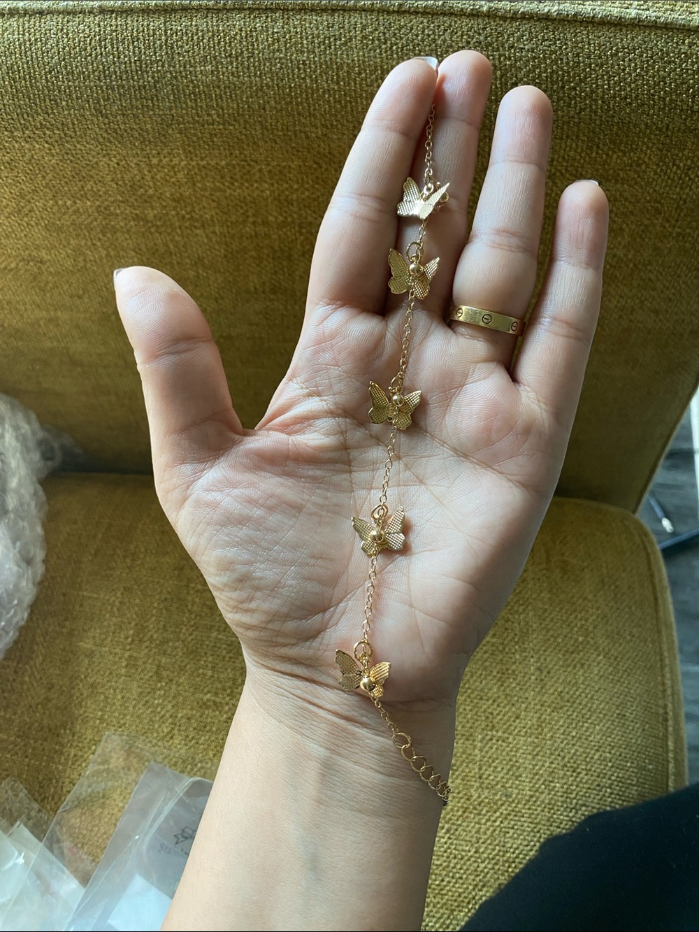 Gold Butterfly Chain Bracelet - Women’s Delicate Charm Jewelry